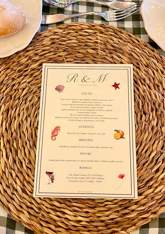 Menú de boda Personalizado