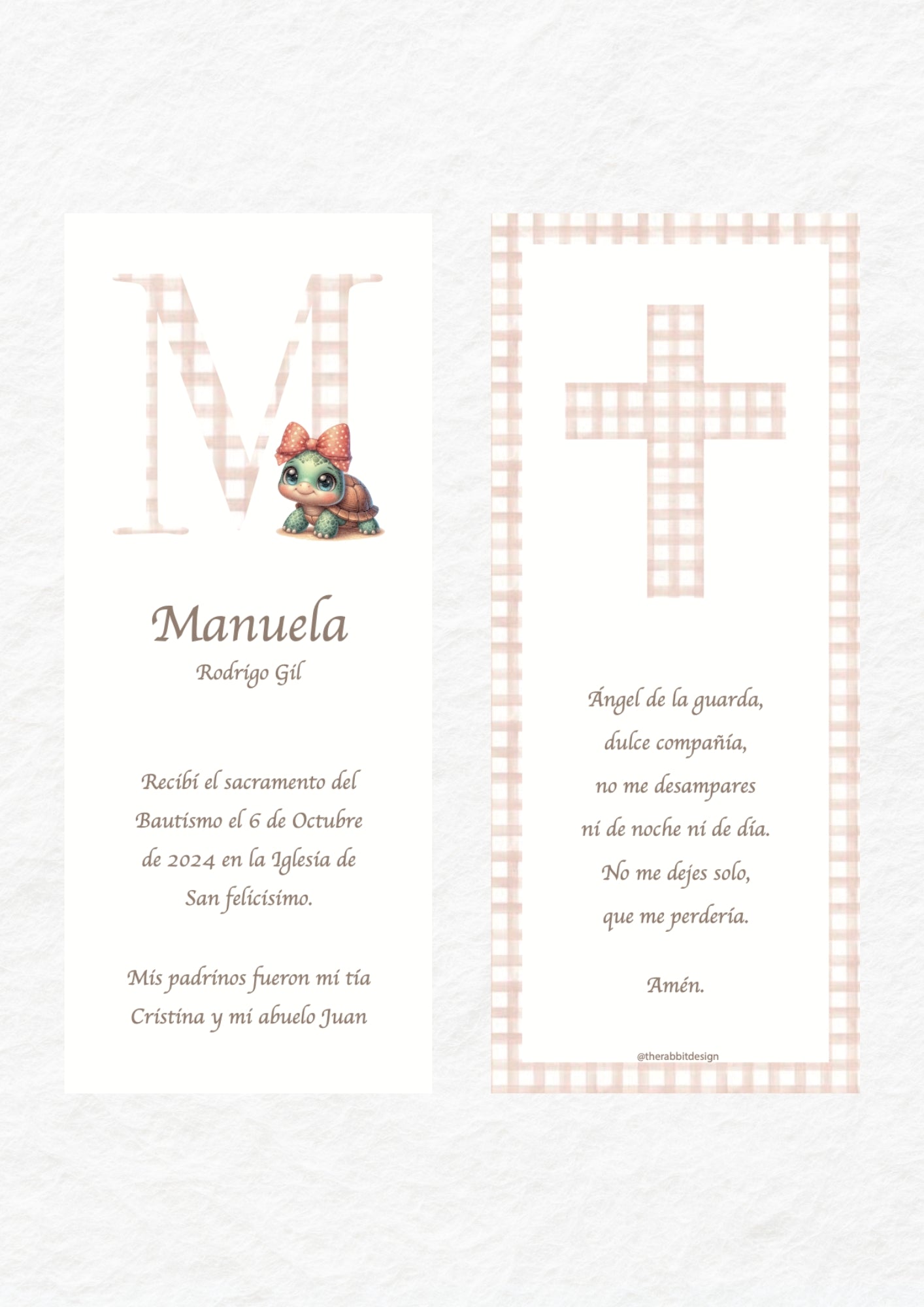 Recordatorio Bautizo Personalizado