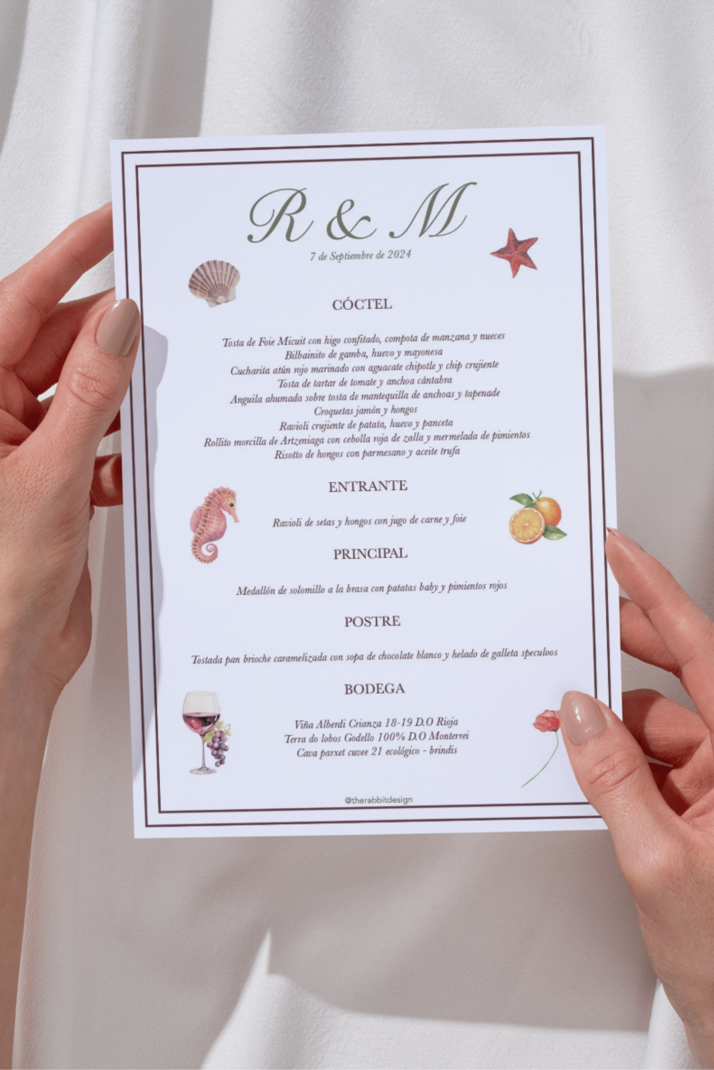 Minuta de boda Personalizada