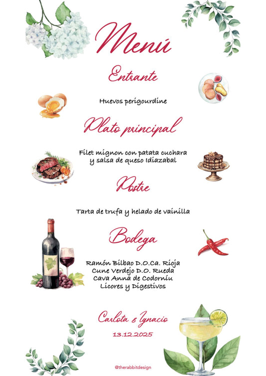 Minuta  Menu diseño personalizado
