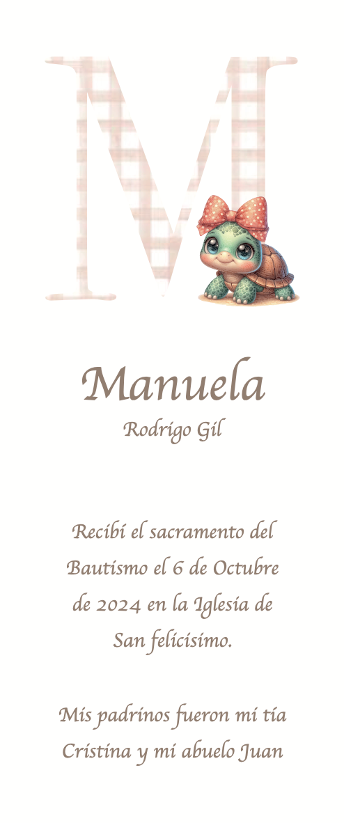 Recordatorio Bautizo Personalizado